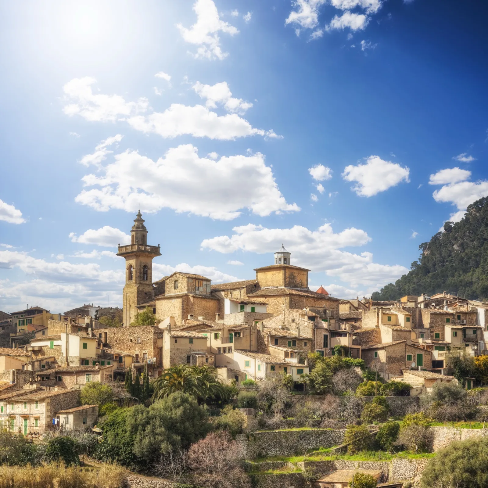 The hillside village of Valldemossa in the Tramuntana